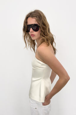 TOP PALABRA DE HONOR PEPLUM / Blanco roto