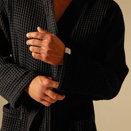 Халат вафельный мужской SL HOME: Boho «Дарк Маре», размер M, хлопок 100%, чёрный