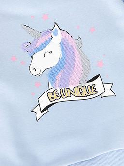 Bisiklet Yaka Bask?l? Uzun Kollu K?z ?ocuk Sweatshirt - Waikiki фото 2