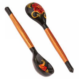 Ложка чайная деревянная 14,5х3,5х1,5см, Традиционная роспись (Россия)