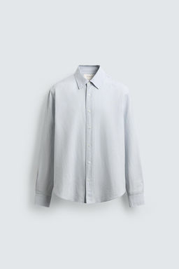 Рубашка Zara Regular Fit из хлопка светло-голубая