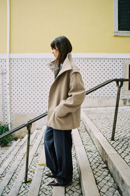 CROPPED WOOL COAT WITH HIGH NECK - Zara фото 5