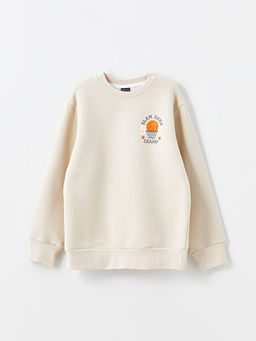 Bisiklet Yaka Bask?l? Uzun Kollu Erkek ?ocuk Sweatshirt