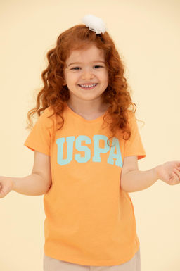 K_z _ocuk Turuncu Bisiklet Yaka Ti__rt - U.s. polo assn фото 3