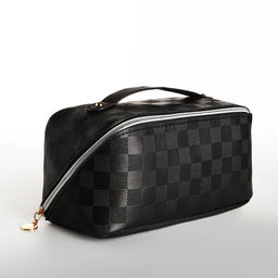 Косметичка-органайзер на молнии, с отделами, ручкой, Шахматная клетка, чёрная