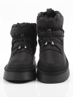 04-WF029-2M BLACK Ботинки зимние женские (натуральная кожа, курточная ткань, 100% шерсть)