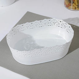 Корзинка для хлеба и фруктов IDEA «Ажур», пластик, 14×22×8 см, белая