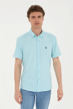 Мужская рубашка зеленого цвета с коротким рукавом Неожиданная скидка в корзине