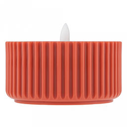 Свеча интерьерная, светодиодная на батарейках д9,7см h5(7)см, свет теплый, с мерцанием, матовый пластик, цвет красный, питание от 2-х батареек АА (в комплект не входят) (Китай)