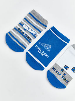 Desenli Erkek ?ocuk Patik ?orap 3l?