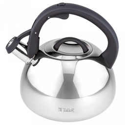 Чайник из нержавеющей стали 2,8л Brandon s0,6мм, дно д15см, s0,6мм, со свистком, зеркальная полировка снаружи, матовая внутри, пластмассовая ручка с покрытием soft-touch, TalleR (Китай) - Домашняя мода фото 2