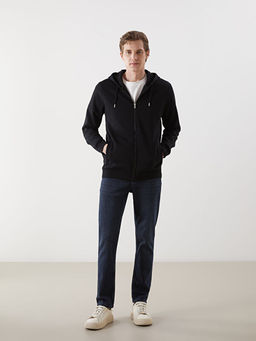 Kap??onlu Uzun Kollu Erkek Fermuarl? Sweatshirt