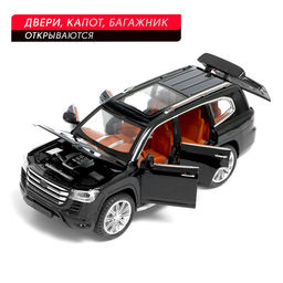Джип металлический «Люкс», 1:24, открываются двери, капот, багажник, инерция, цвет черный