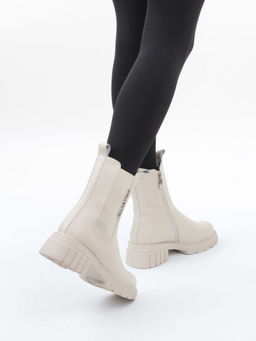 04-PAM370-2Z LT. BEIGE Ботинки зимние женские (натуральная кожа, 100% шерсть)