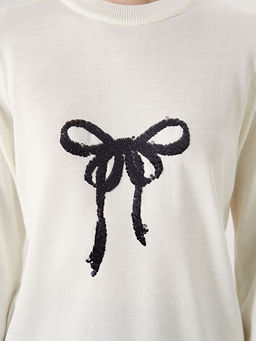 Bisiklet Yaka Pul ??lemeli Kad?n Triko Kazak