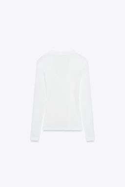 CREPE LONG SLEEVE T-SHIRT - Zara фото 8