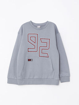 Bisiklet Yaka Bask?l? Uzun Kollu Erkek ?ocuk Ti??rt