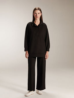 Dik Yaka Oversize Kad?n Sweatshirt Tunik
