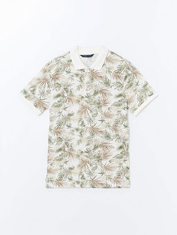 Polo Yaka K?sa Kollu Desenli Penye Erkek Ti??rt