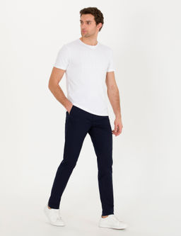 Темно-синие брюки из льняной ткани морковного кроя - Cacharel фото 8