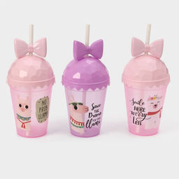 Цена за 12 шт. Стакан пластиковый с крышкой и трубочкой Доляна Приключения ламы, 500 мл, МИКС фото 6