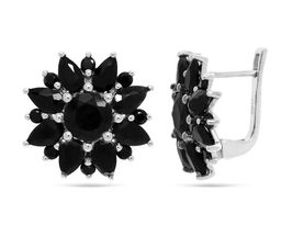 Серьги из серебра сапфир корунд, Роза