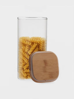 Банка для сыпучих BellaTenero «Эко. Квадрат». 1.6 л, 10×20 см, с бамбуковой крышкой, стекло, прозрачная