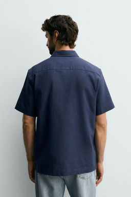 CAMISA ESTRUCTURA LINO - ALGOD?N / Marino - Zara фото 3