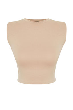Trendyolmilla Siyah Vatkal? Fitted/Vucuda Oturan Bisiklet Yaka Crop Esnek Orme Bluz TWOSS23BZ00251  фото 28