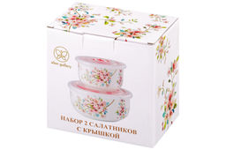 Набор 2 салатников - 13*13*6,5 см 560 мл+10,5*10,5*6 см 260 мл Яблоневый цвет на белом без зол.к - Elan gallery фото 16