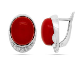 Серьги из серебра коралл, СПН4200