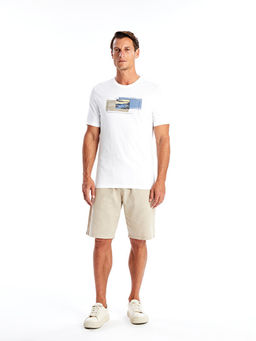 Bisiklet Yaka K?sa Kollu Bask?l? Penye Erkek Ti??rt - Waikiki фото 2