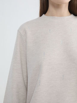 Bisiklet Yaka Ta?l? Kad?n Sweatshirt Tunik