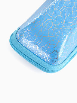 Футляр для очков на молнии, с серебристым принтом, размер 16×6×7 см, голубой