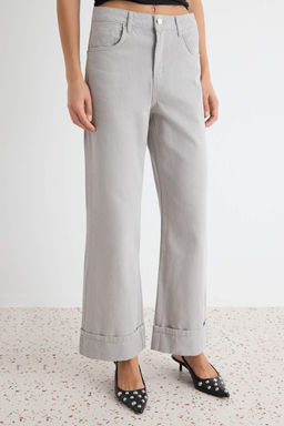 Gri D_K_ML_ Pa_a Detayl_ Y_ksek Bel Wde Leg Jeans TWOAW27JE00052 - Trendyolmilla фото 4