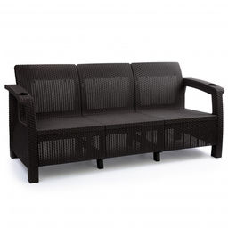 Диван «Ротанг» трёхместный, 188×70×79 см, мокко, с подстаканниками