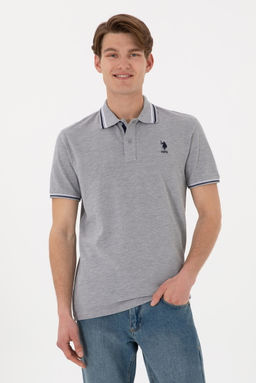 Erkek Regular Fit Polo Yaka Gri Melanj Basic Ti__rt Sepette S_rpriz _ndirim