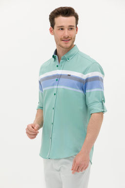 Мужская зеленая рубашка с длинным рукавом - U.s. polo assn фото 3