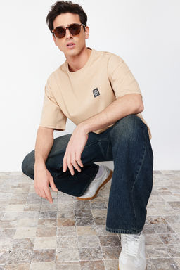 Bej Oversize Pusula Etiketli %100 Pamuklu T-Shirt TMNSS24TS00111 - Trendyolmilla фото 4