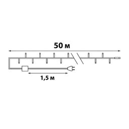 ULD-S5000-500/DGA MULTI IP20 Гирлянда светодиодная, 50м. 500 светодиодов. Разноцветный свет. Провод зеленый. ТМ Uniel
