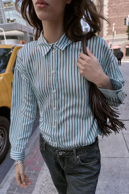 OVERSIZE STRIPED POPLIN SHIRT - Zara фото 10