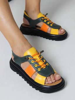 Босоножки 2029.2525bl. Зеленый желтый оранжевый