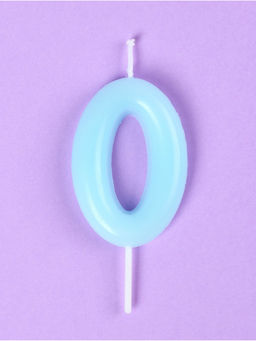 Цена за 3 шт. Свеча в торт «Цифра 0», светящаяся голубая, 9 см