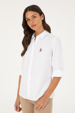 Женщина белая длинная рубашка. Основная рубашка скидка в корзине - U.s. polo assn фото 3