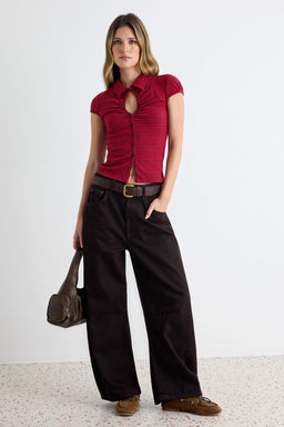 _ok Renkli D_z Fitted Anahtar Deli_i Yaka Ay Kol Yumu_ak _rme Bluz TWOSS26BZ01009 - Trendyolmilla фото 2