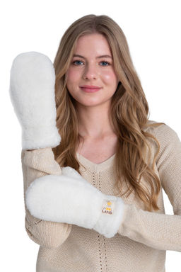 Варежки меховые на резинке ВАНИЛЬ - Woollamb фото 6
