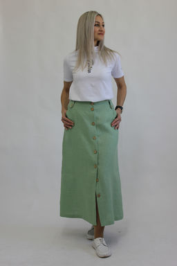 Юбка А-образного силуэта с карманами Лен 100%