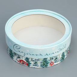 Коробка новогодняя для макарун тубус с окном «Сказочных моментов», 16×16×5 см