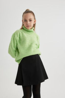 K?z Cocuk Oversize Genis Kal?p Bal?kc? Yaka Triko Kazak