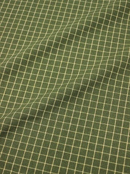 Пестрядь Бежевая клетка (12*12мм) на т.болотно-зеленом, ш.1.46м, хлопок-95%, п/э-5%, 140гр/м.кв